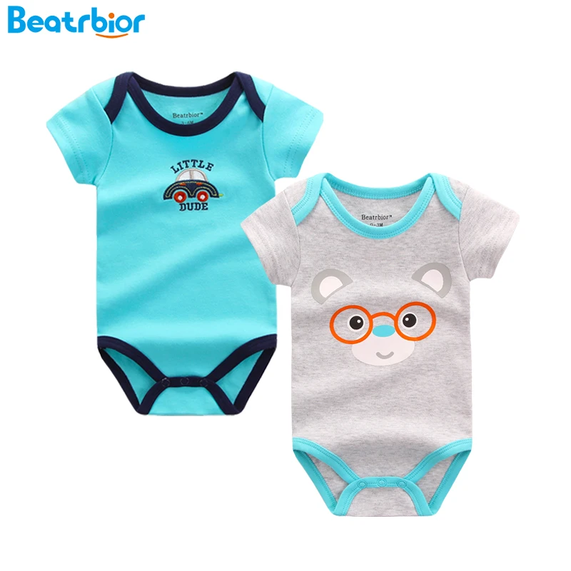 

2Pcs/lot Baby BodySuits Cotton Boy Girl Jumpsuit Newborn Clothes Short Sleeve Baby Body Suit Ropa Bebes Infant Clothing