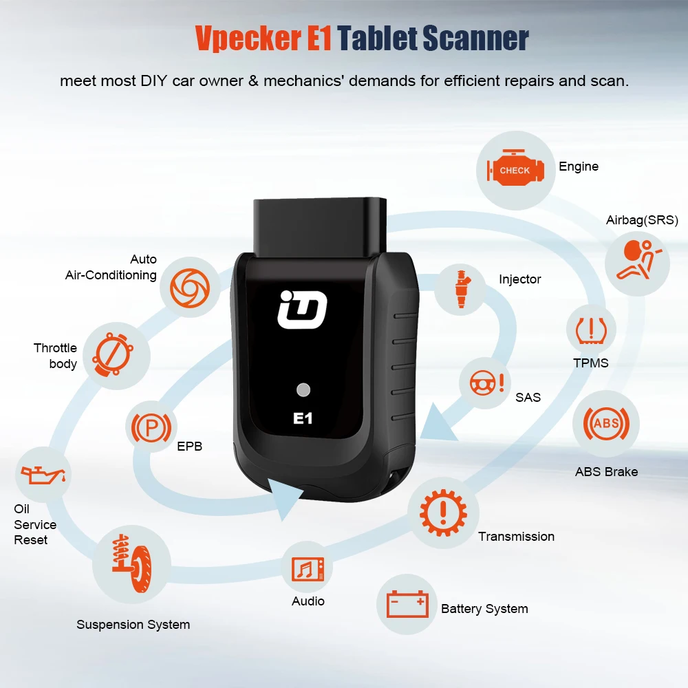 Vpecker E1 OBD2 полная система автоматический диагностический сканер ABS SRS EPB DPF Сброс масла Профессиональный диагностический инструмент для VW OBD2