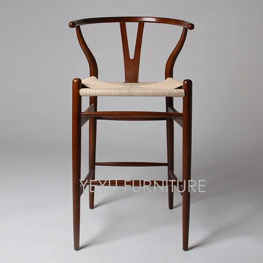 Высота сиденья 76 см современный дизайн барный стул из массива дерева счетчик стул, деревянный барный стул сиденье бумажный шнур плетеный модный дизайн стул - Цвет: Walnut Beech Natur S