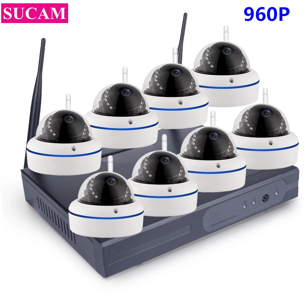 

SUCAM P2P 8CH Wifi NVR System 960P Vandalproof Night Vision Wifi IP Home Security Video Surveillance Camera Set Indoor 1TB HDD