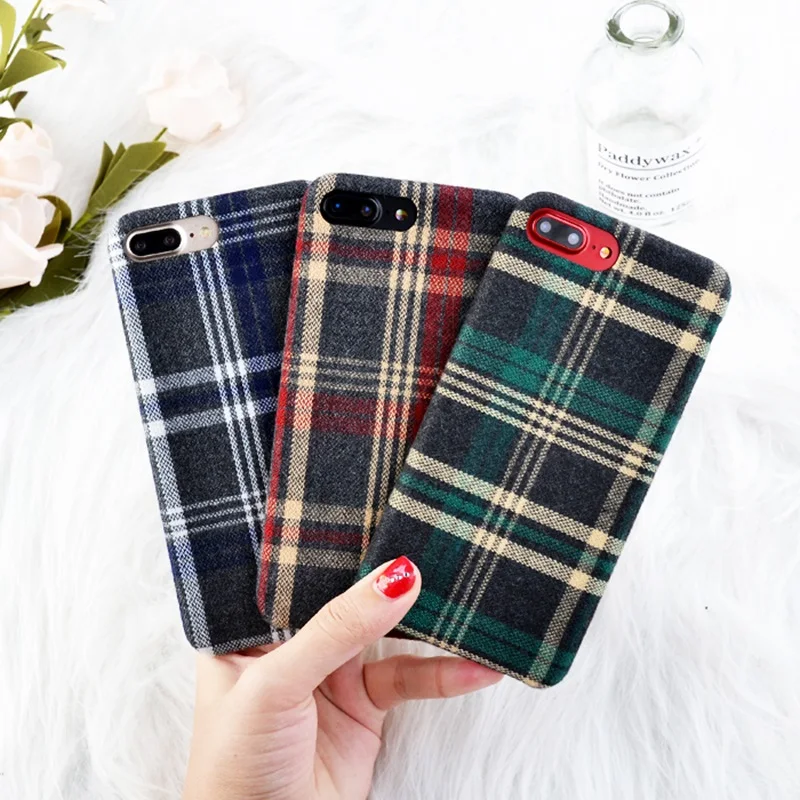 

Lattice Cloth Case For Galaxy S 9 8 9 Plus 7 7edge NOTE 9 8 Plaid Pattern Vintage Fabric Cloth Lattice PC Phone Back Cover Funda