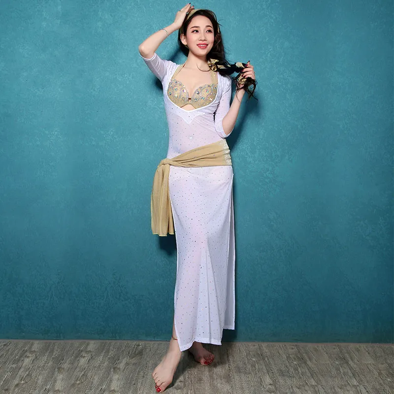 

Bellydance oriental Belly Indian Egyptian eastern hair swinging baladi dance costumes clothes bra belt robe skirt dress set 3118