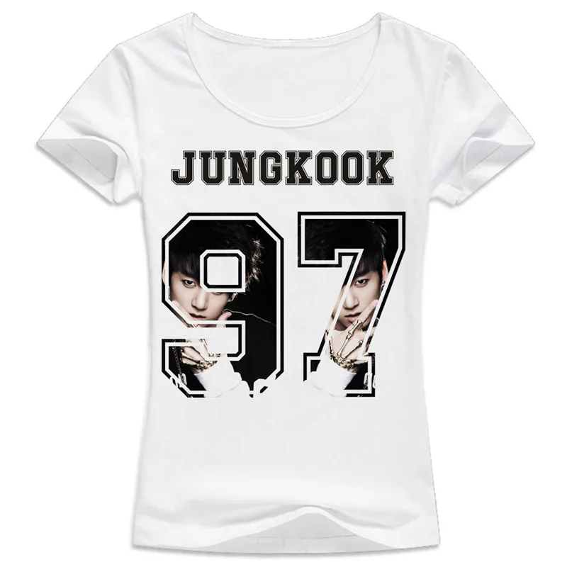 Футболка Kpop Jungkook 2017 Женская Повседневная белая футболка с мультяшным принтом