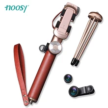 NOOSY кожа Портативный Bluetooth палка для селфи + затвора + мини-штатив + объектив 245-950 мм Складной Выдвижная монопод для Iphone, Android