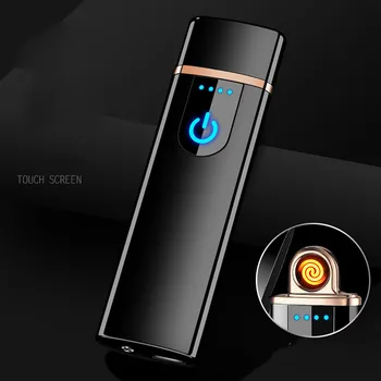 

Metal Windproof Usb Charging Electric Finger Touch Sensor Switch Lighter Cigarettes Cigar Smoking Accessories LED Power Display