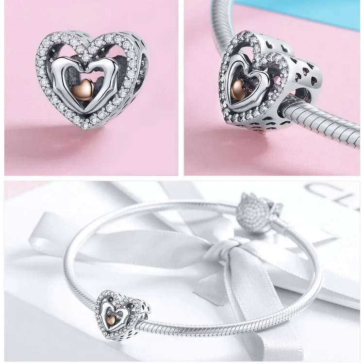 Серебряный S925 fit Pandora браслет Маргаритка Снежинка Единорог Жук бусины кролик 925 DIY Циркон Скелет перо мир руки талисманы