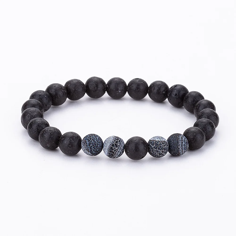 

8mm Black Fenghua Stone Bead Bracelet Chakra Yoga Volcanic Stone Natural Round Stone Beads Bracelets For Women MEAJOE