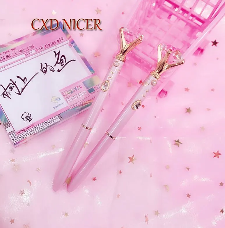 

Crystal Metal Beauty Fighter Transfiguration Ballpoint Pen Animation Stationery Personality Gem Pen Roller Ball Pen Gift
