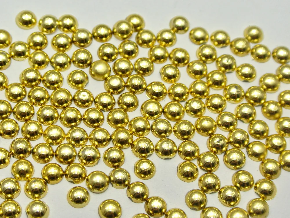 

2000 Metallic Gold Flatback Round Tiny Half Pearl 3mm Nail Art Craft
