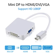 High Resolution 3 In 1 Mini DisplayPort To HDMI DVI VGA Display Port Cable Adapter for