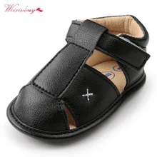 Sandales d'été en cuir véritable pour bébés garçons et filles, chaussures d'été à semelle souple pour bébés garçons, 4 couleurs