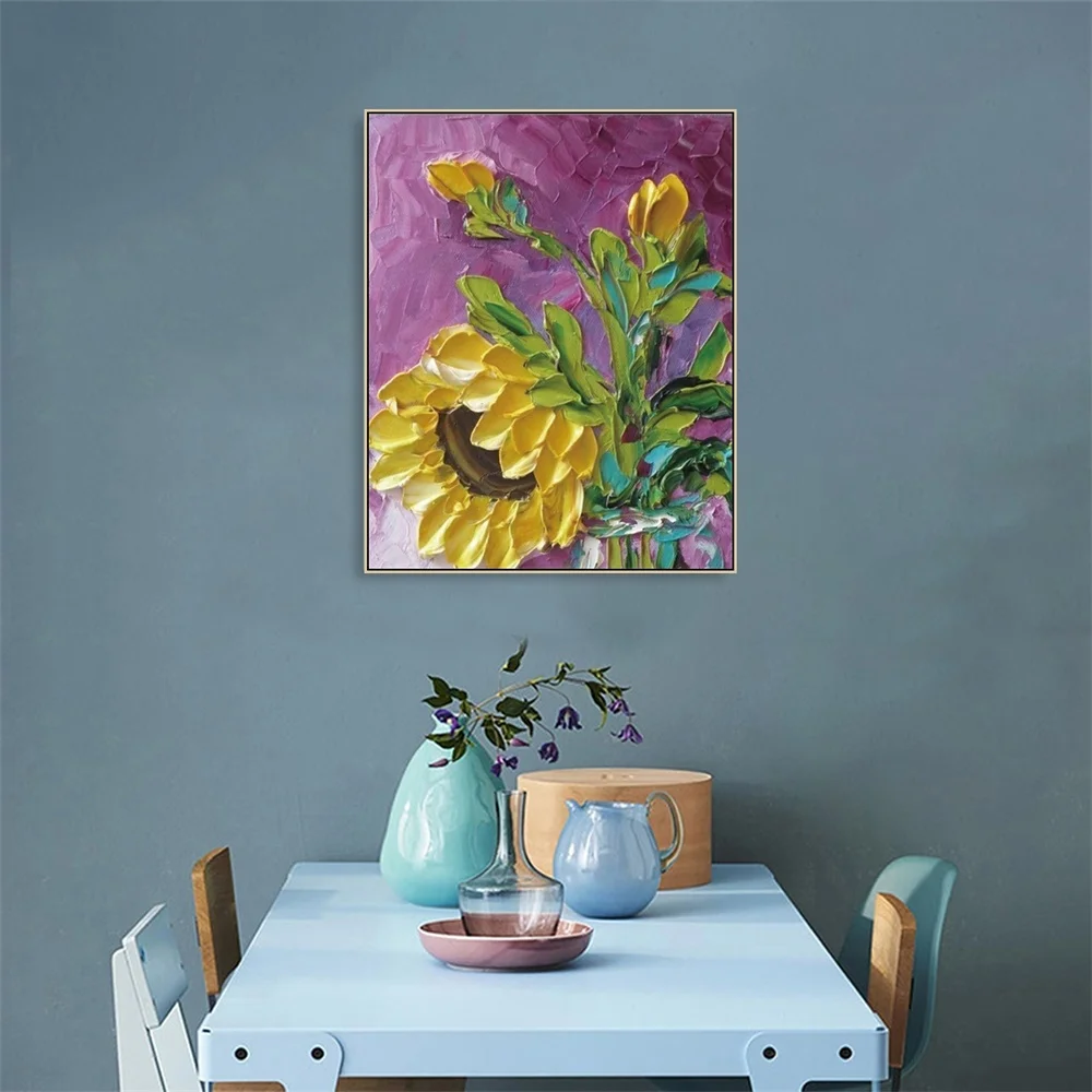 

Laeacco Nordic Watercolor Graffiti Sunflowers Posters and Prints Wall Pictures Kids Room Wall Art HD Canvas Calligraphy Painting