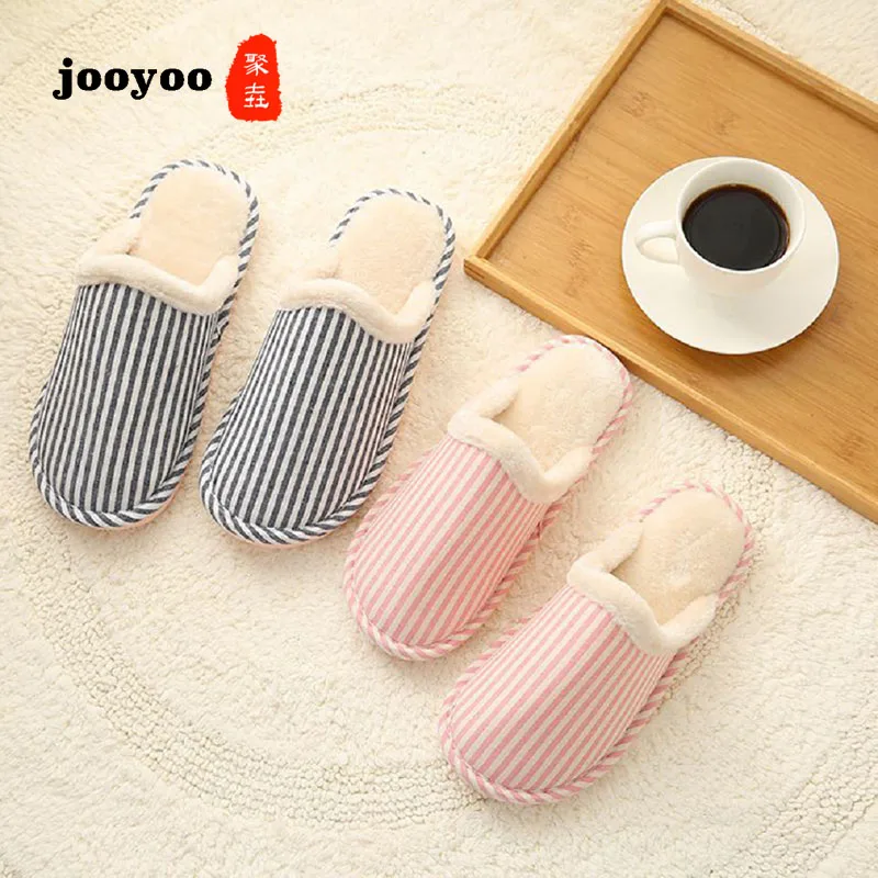

Woman Man TPR Cotton Slippers Indoor Chaussures Non-slip Shoes Femme Mules Fur Slippers Household Shoes Spring Autumn jooyoo