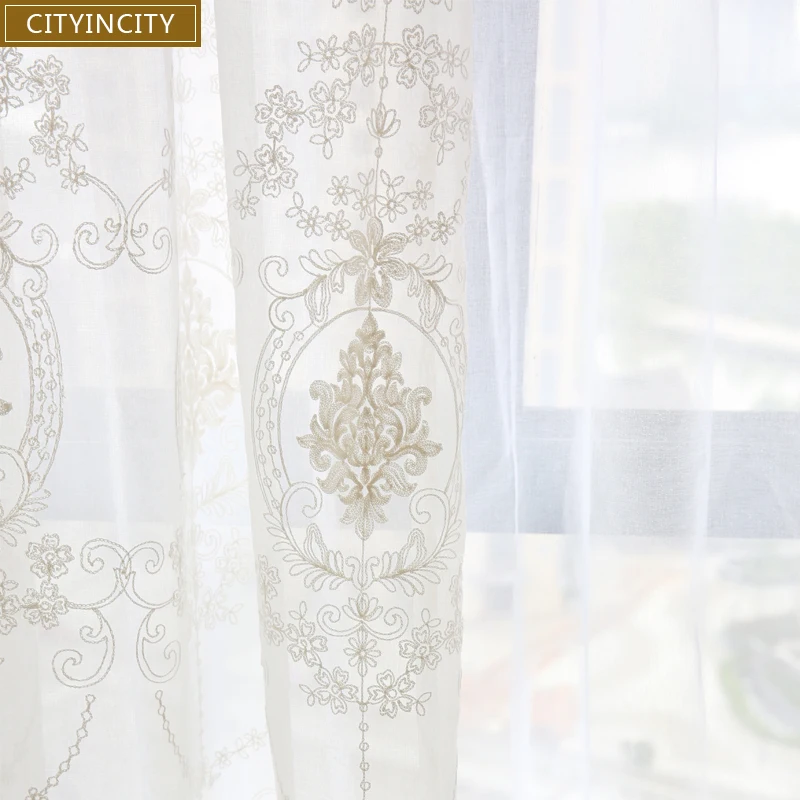 Городские Европейские Белые Шторы CITYINCITY для гостиной роскошные прозрачные