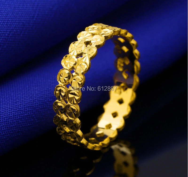 

Authentic 24k Yellow Gold Ring/ Women's Two Row Coin Ring/ 3.05g