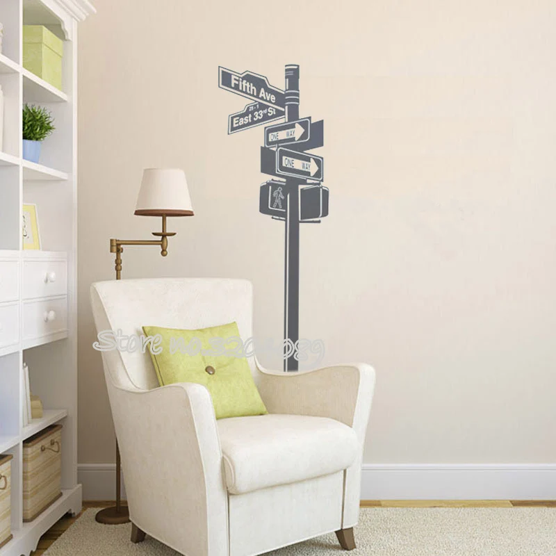 New York Street Sign Wall Decal Wall Street Vinyl Removable Art Mural