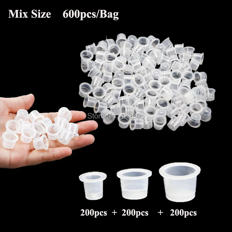 600pcs Mixed Sizes Plastic Tattoo Ink Cup Mixed Sizes 9 Small 13