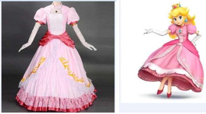 

Super Mario bros and luigi princess peach costume women adult cosplay halloween costumes for women pink Dress plus size custom