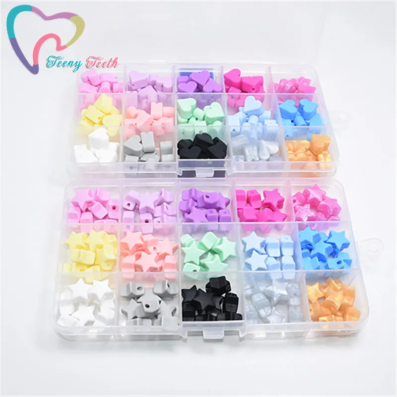 

Teeny Teeth 20 PCS 14 MM Silicone Beads Mini Star Shape Food Grade Teether BPA Free Eco-friendly Beads Bracelet DIY Jewelry