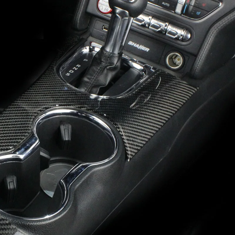 For Ford Mustang Carbon Fiber Control Gear Shift Panel Decorative Cover