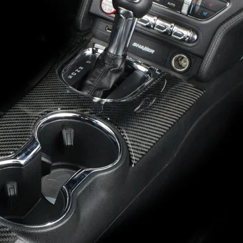 

For Ford Mustang Carbon Fiber Control Gear Shift Panel Decorative Cover Car Styling Sticker 2015 2016 2017 Auto Accessories