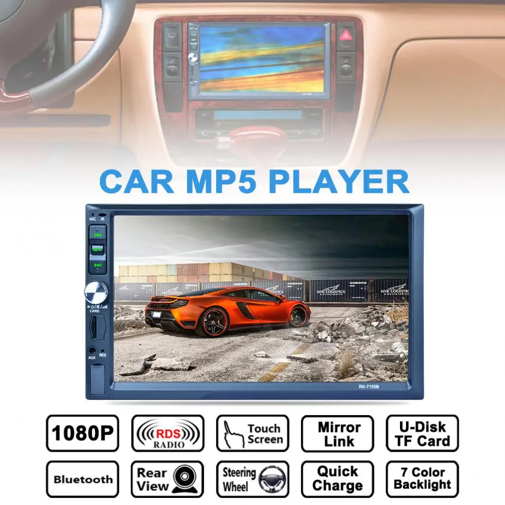 

7 Inch 2 Din Digital 12V Bluetooth 4 x 50W Car Stereo MP5 Player AM / FM / RDS Radio Support Aux In / Rear View Camera