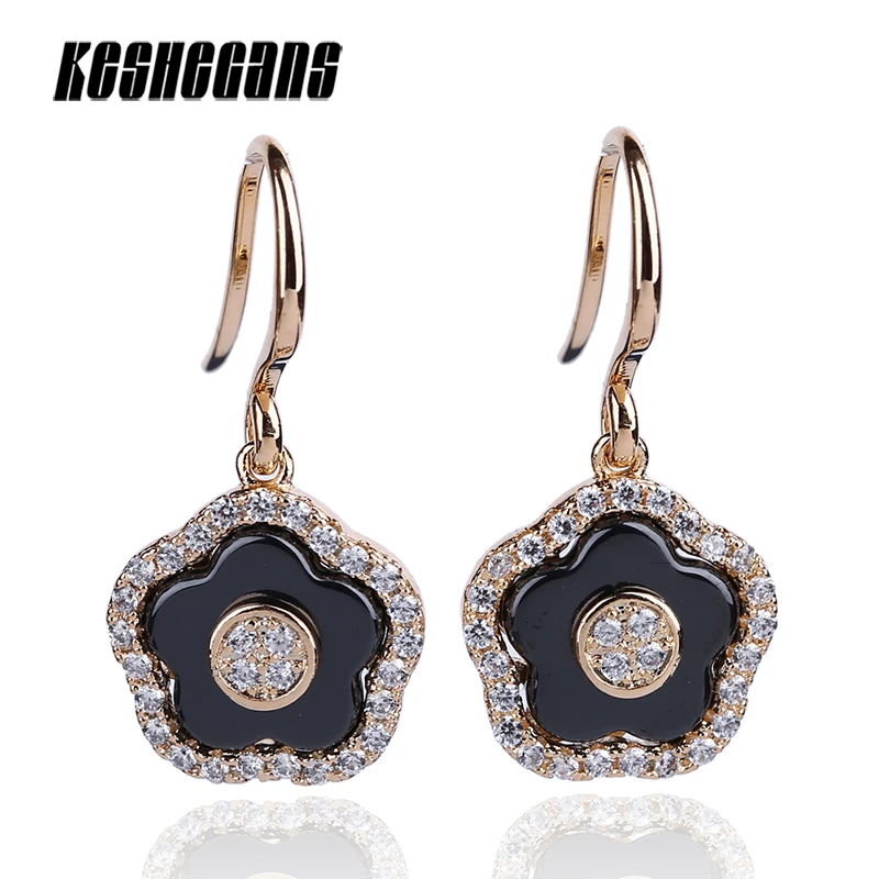 

Vintage Flower Sparkling Drop Earrings CZ Crystal Zircon Women Earrings Rose Gold Silver Metal Women Wedding Engagement Jewelry