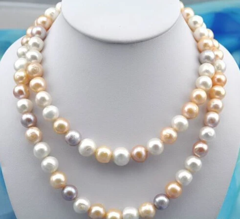 

Jew2607 2strands round pink white purple pearl necklace (A0501)