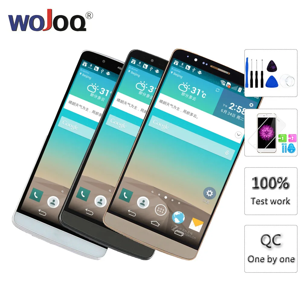 Дешево Оригинальный экран для LG G3 lcd D850 lcd дисплей кодирующий преобразователь сенсорного экрана в сборе с рамкой Замена G3 D851 D855 lcd дисплей