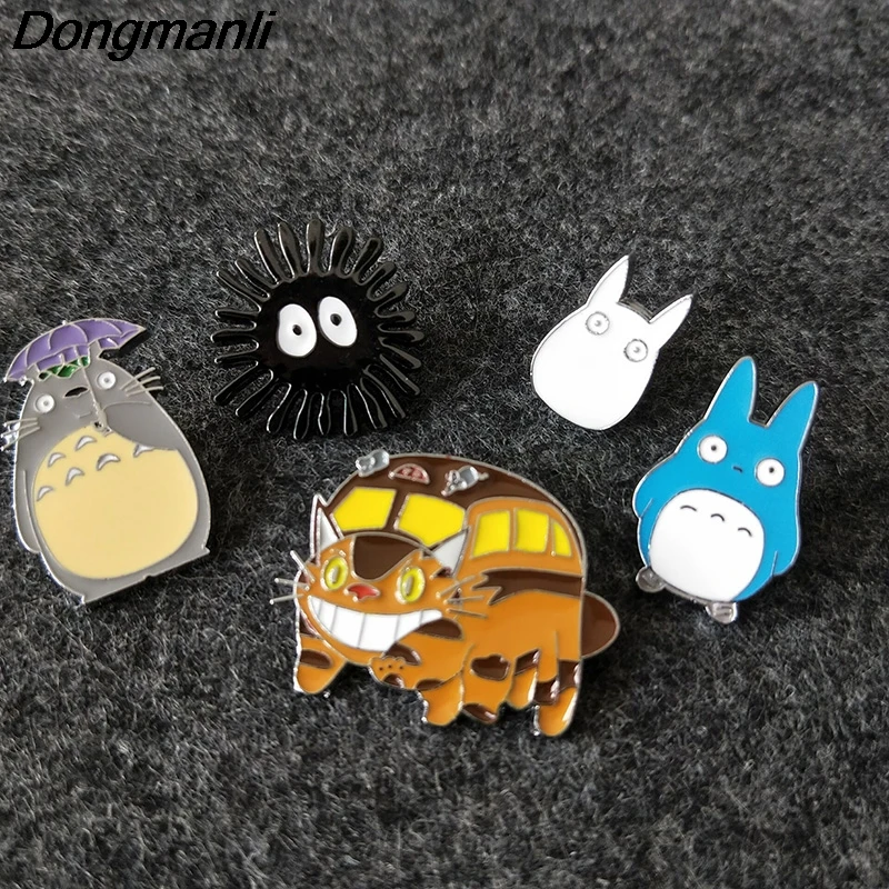 P2887 Dongmanli Spirited Away Totoro Cat Metal Enamel Pins and Brooches