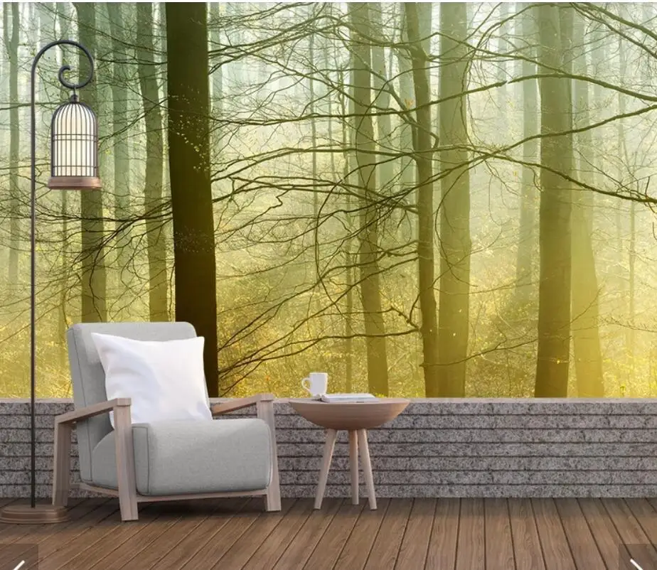 Природа Туманный лес настенная бумага рулон Фреска для гостиной диван ТВ фон настенное покрытие 3d фото настенная бумага фрески настенная