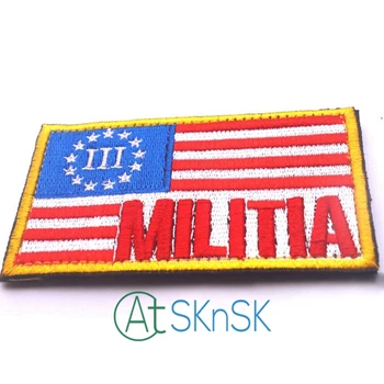 

10pcs/lot 8*5cm Military model american flag militia emboridry patch multi colored jackets hat badge usa flag tactical patches