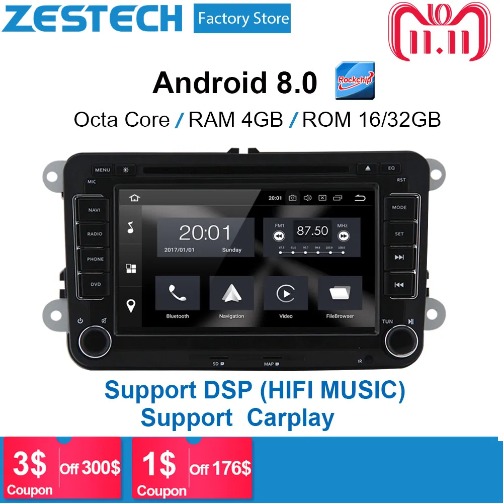 Android 8 0 2din Автомобильные магнитолы с dvd мультимедийный плеер для VW Passat B6 b7 Гольф 4