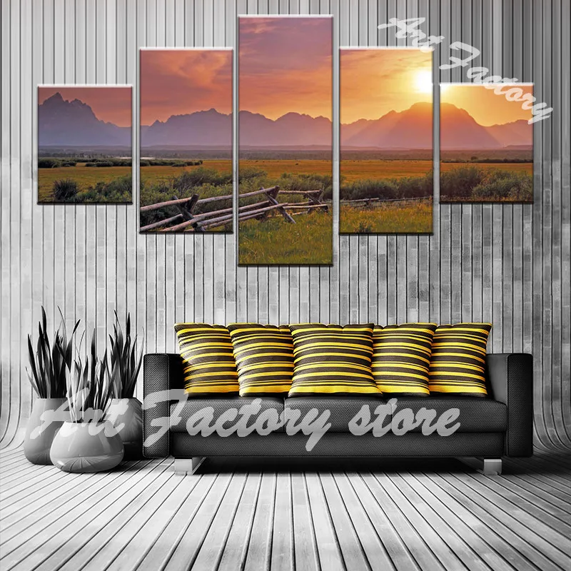 Canvas Wall Art Oil Painting Home Decoration 5 Piece Forest