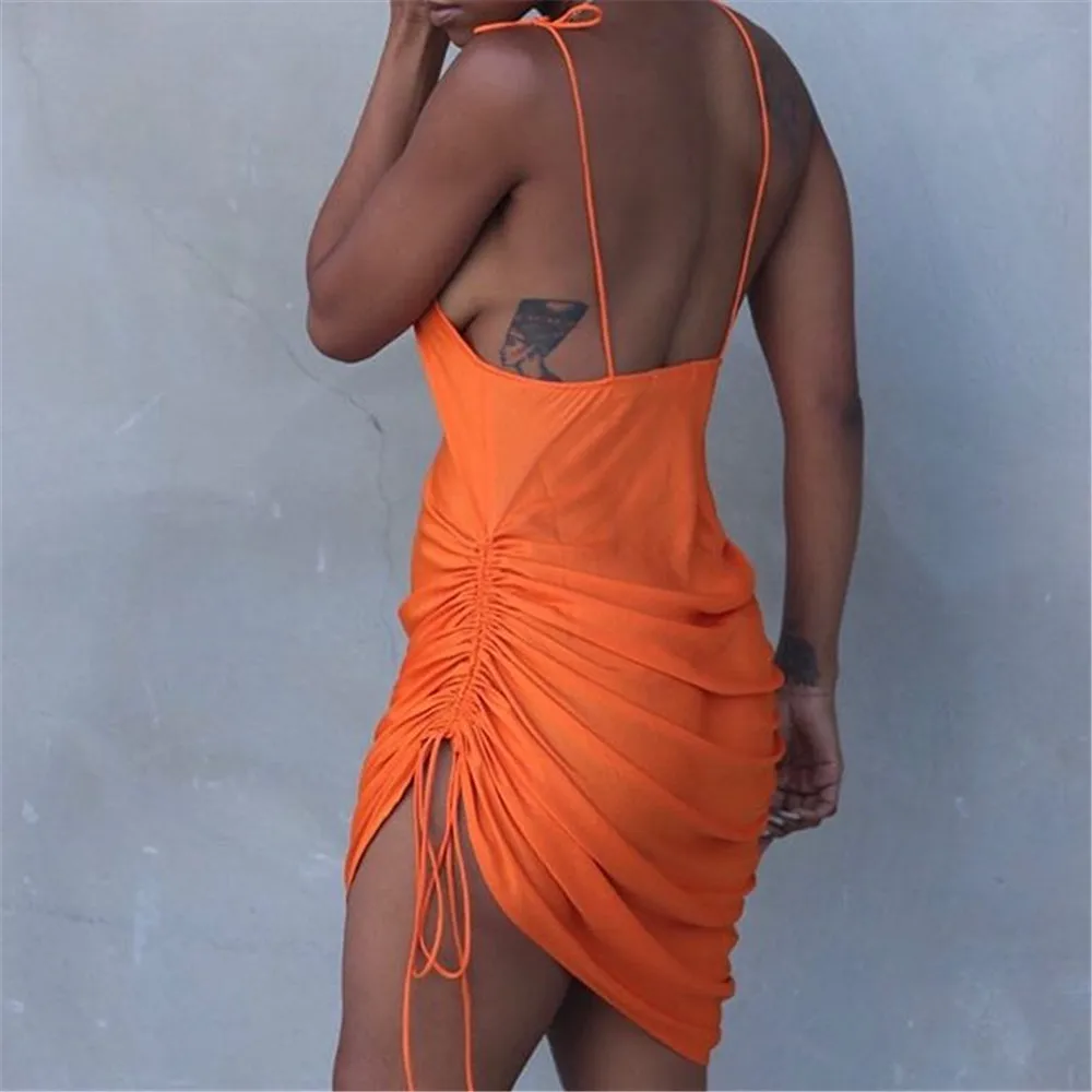 silk dress orange