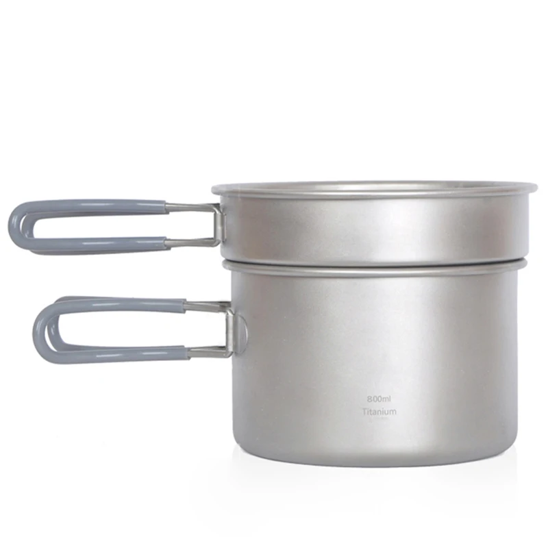 

Keith Pots Set Outdoor Camping Picnic Titanium Cookware Pot + Frying Pan Set Bacteriostatic Function Cutlery Set 170g KP6012