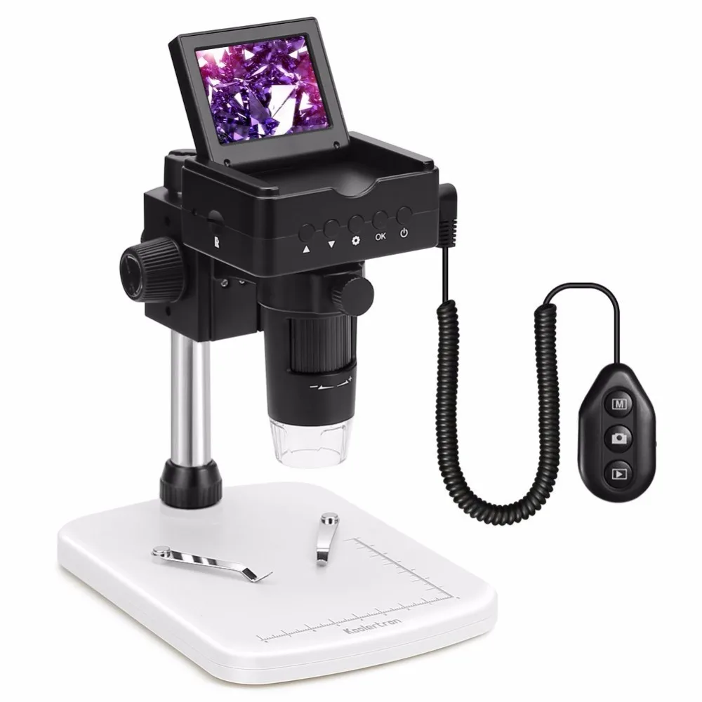 

AOMEKIE 1080P HDMI/AV/USB Digital Microscope Zoom 20-220X with Adjustable Stand and 6 LED 2.4 inch LCD Camera Video Recorder