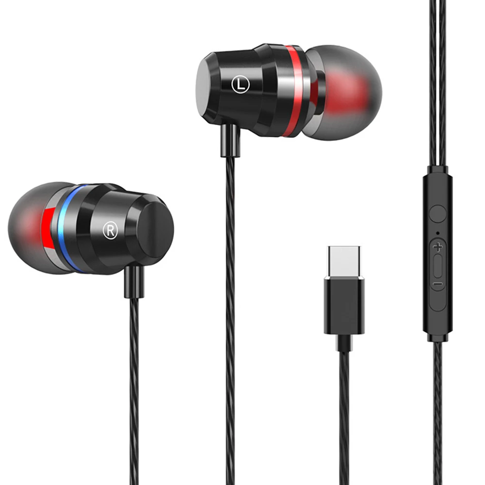 

Yukizoe Type C Earphone Dynamic Drive HiFi USB-C Earbuds In-ear Bass Metal Sport Gaming Headset with Mic for Xiaomi Huawei Letv