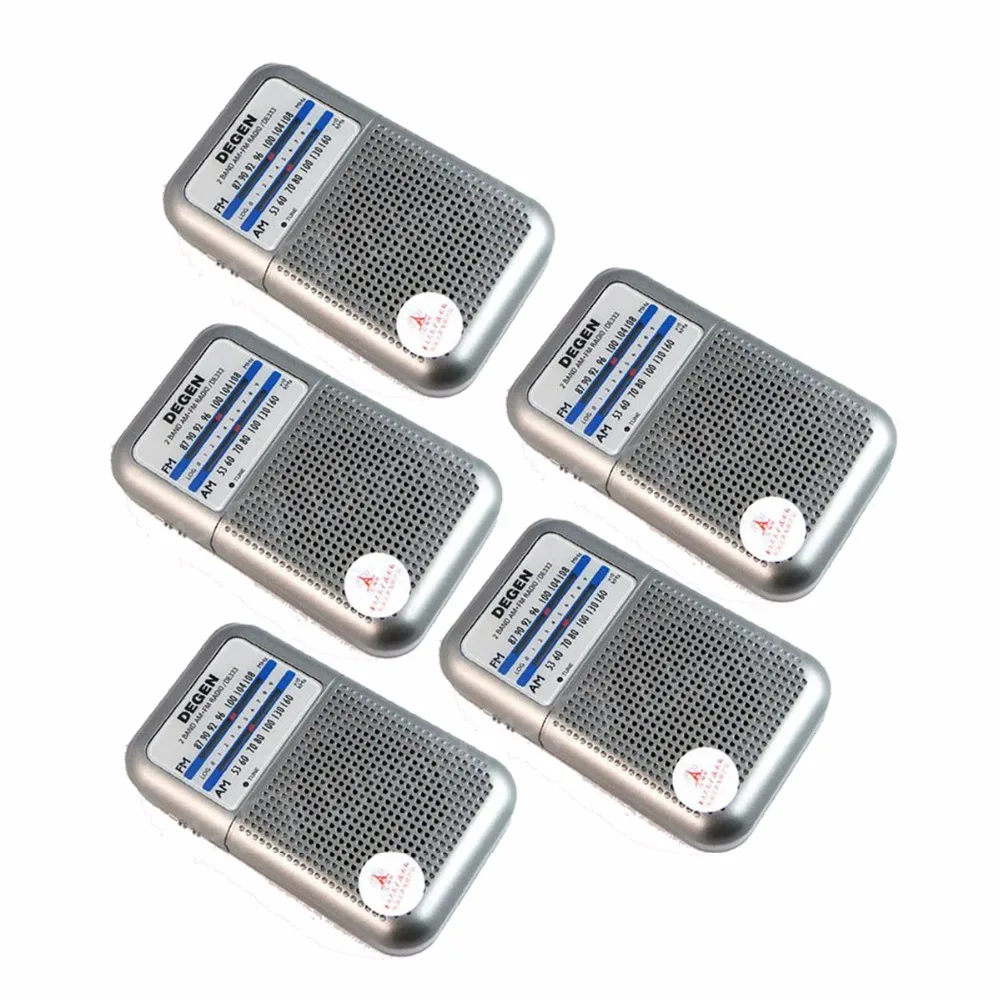 

5 pcs Degen Radio DE333 FM AM Receiver Mini Handle Portable Two Band FM Radio Recorder A0796A