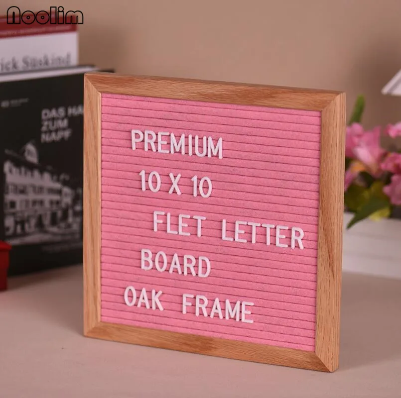 NOOLIM Войлок буквенная доска знак сообщение для дома и офиса декоративная доска Дубовая Рамка белые буквы символы цифры персонажи сумка 1"* 10" - Цвет: Pink