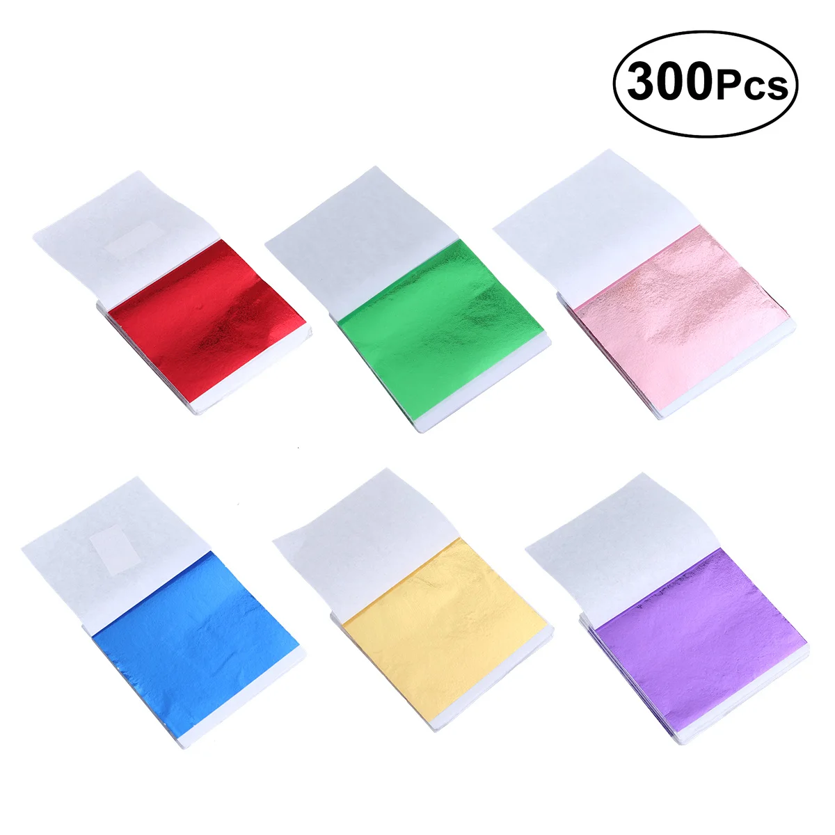

300pcs Imitation Gold Leaf Sheets Foil Paper Shiny Metallic Colorful Gold Leaf Foil Paper For Nail Wall Furniture Statue Slime