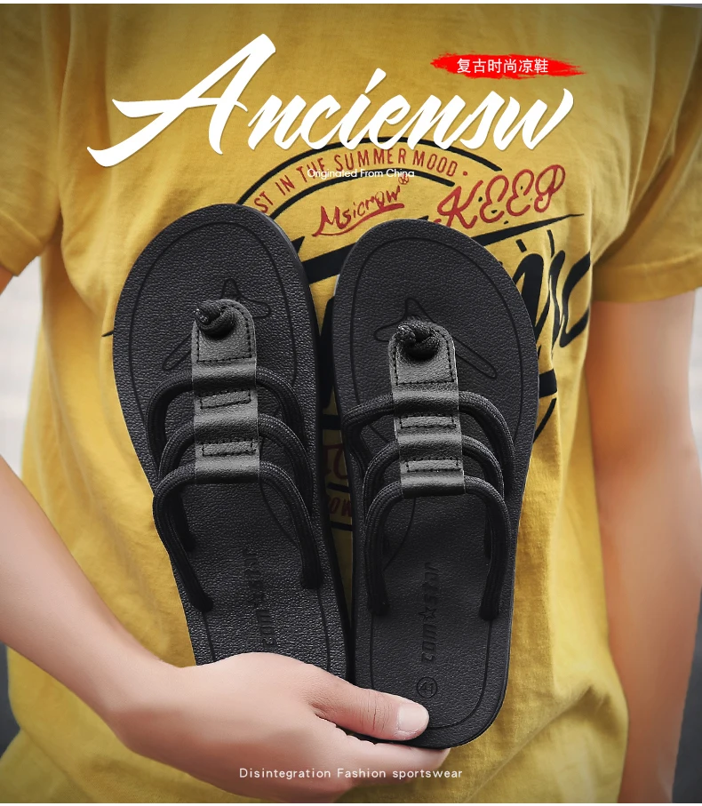Мужские Тапочки летняя универсальная легкая мужская обувь мягкие дышащие пляжные вьетнамки высокого качества в Корейском стиле