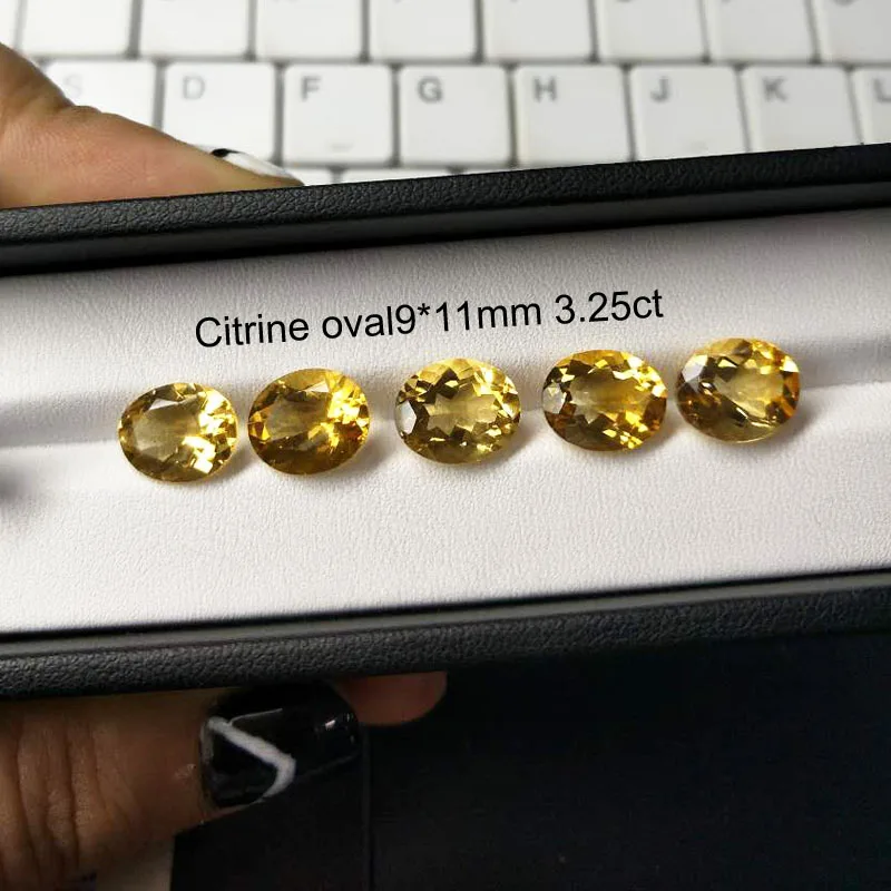 Tbj natural brazil citrine oval cut 9*11mm approx. 3ct up loose gemstones for silver jewelry