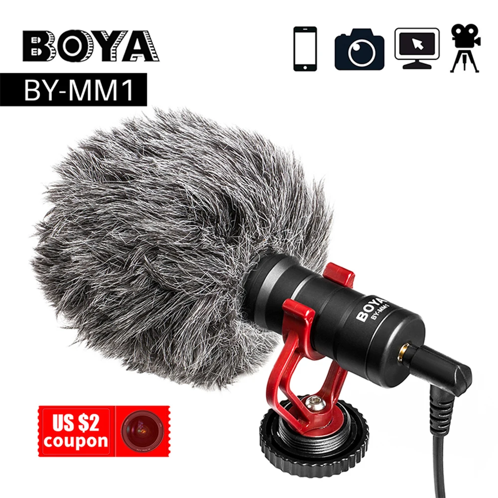 BOYA BY MM1 видео Запись Микрофон компактный VS Rode On Camera микрофон для iPhone X 8 ноутбука