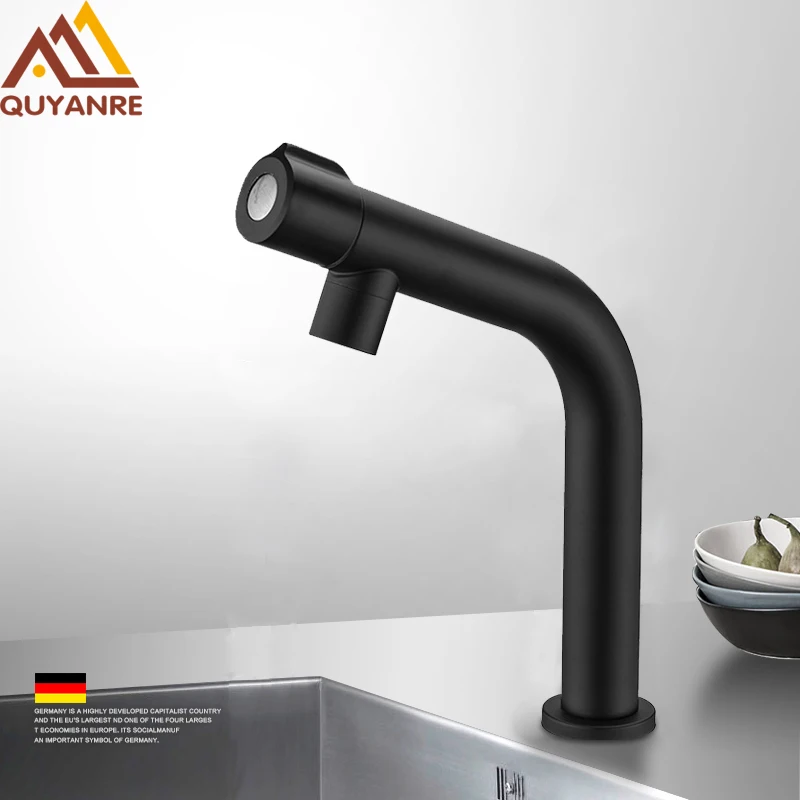 quyanre wanfan gappo SUS304 Stainless steel matte black single cold basin faucet single handle mixer kitchen faucet