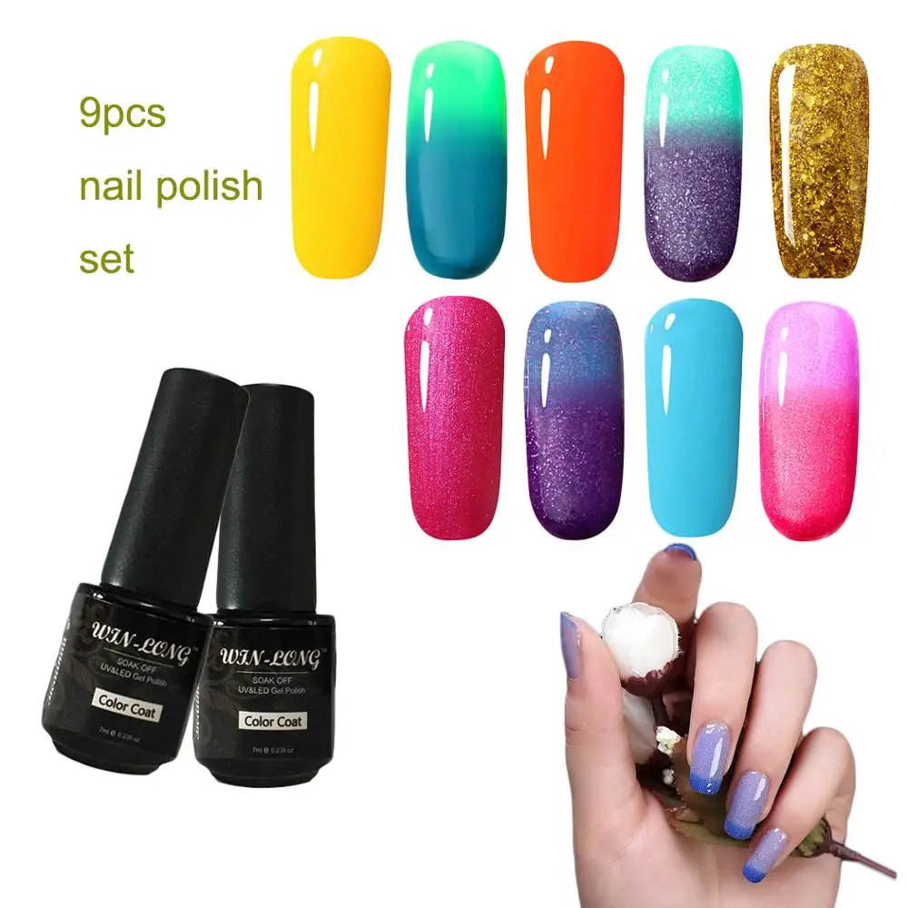 9 Pcs/lot Soak Off Nail Gel Polish Kit Manicure Soak Off Gel Nail Vanishes Base Top Gel Nail Polish Manicure Art Tools Sets Kit