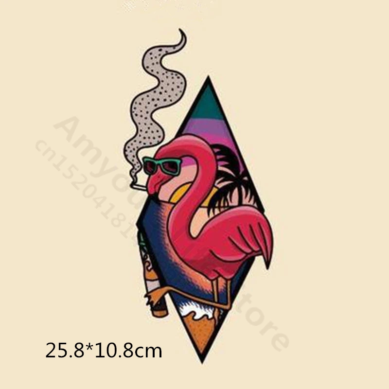 DIY-Fire-Flamingo-Stickers-Transfer-Thermal-Press-Pyrography-Paper-Iron-On-Washable-Boy-Kids-T-Shirt (1)