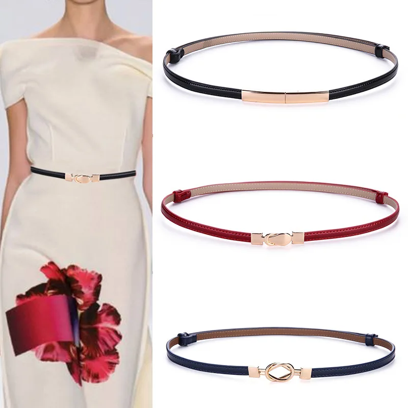 

2019Free shipping Genuine Leather Decorative Belt Lady Lacquer High Quality Dress Accessories Womens Belts Gold Waist Belt Chain