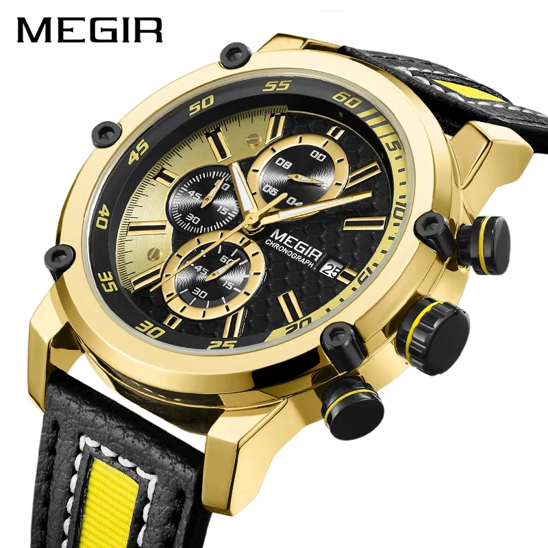 Preise Kreative MEGIR Chronograph Sport Männer Uhr Luxus Quarz Uhren Männer Uhr Army Military Armbanduhren Stunde Relogio Masculino
