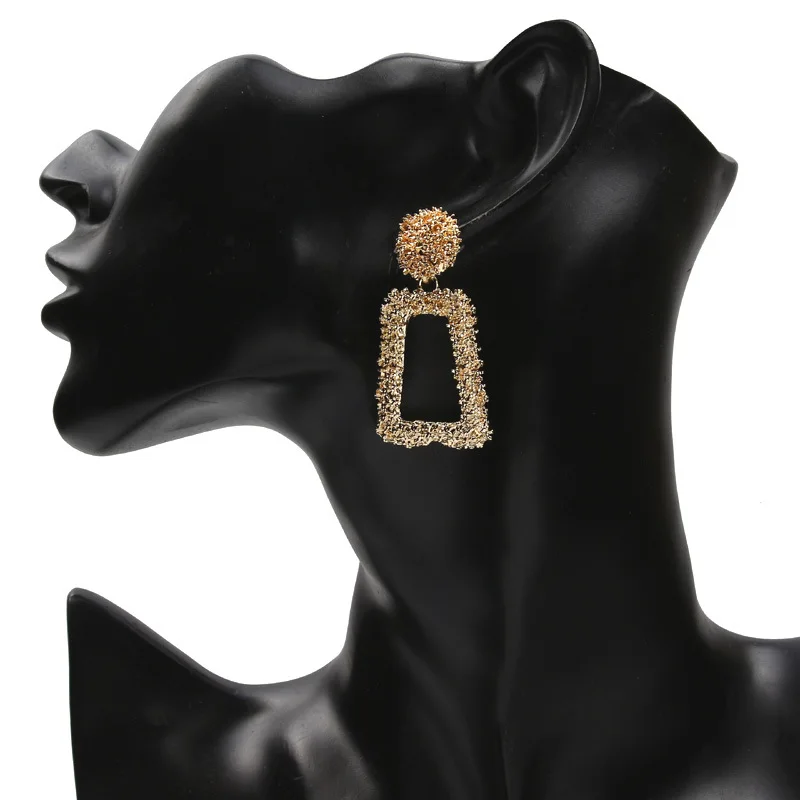 

Vintage Metal Earrings for women gold color Geometric statement earring metal earing Hanging fashion jewelry trend